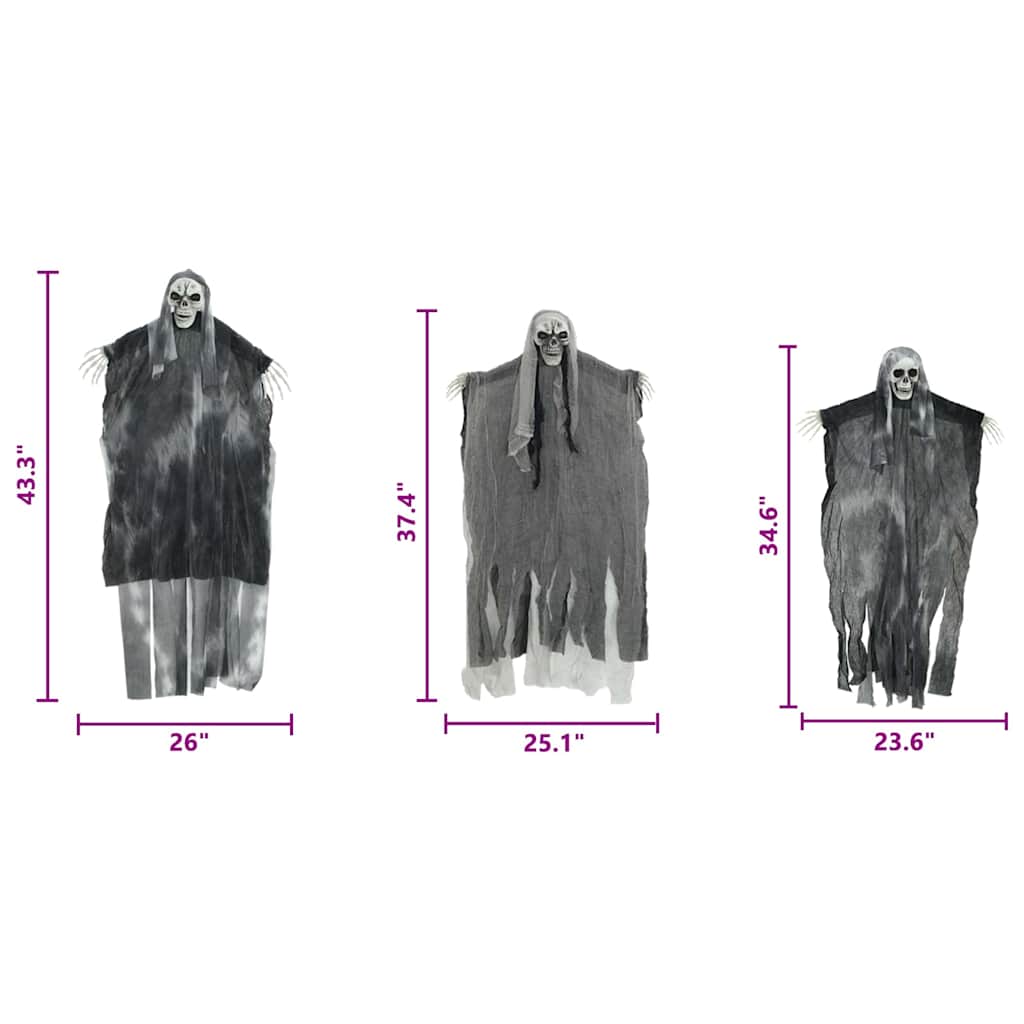 Halloween Hängande Spöke 3 Pcs Svart 66 X 110 Cm Polyester