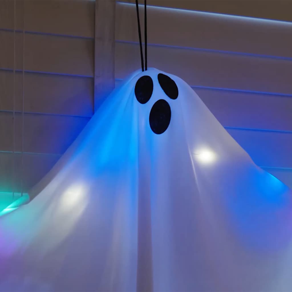 Halloween Hängande Spöke Med 3 Led-Lampor 3 Pcs Vit Polyester