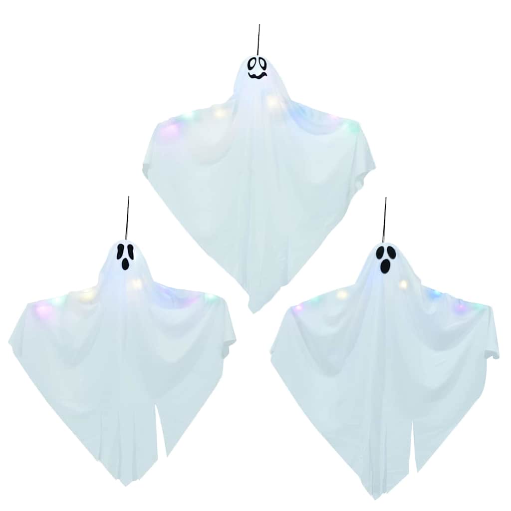 Halloween Hängande Spöke Med 3 Led-Lampor 3 Pcs Vit Polyester