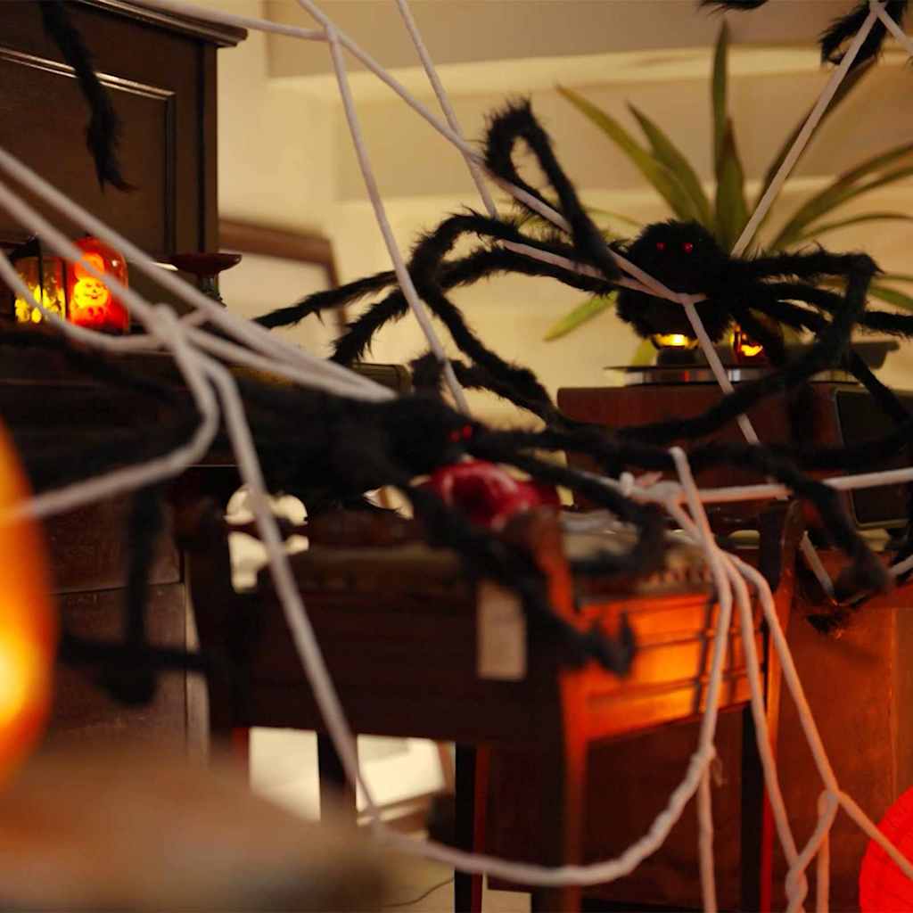 Halloween-Spindel Dekoration Med Nät 2 Pcs Svart Och Vit 200 Cm