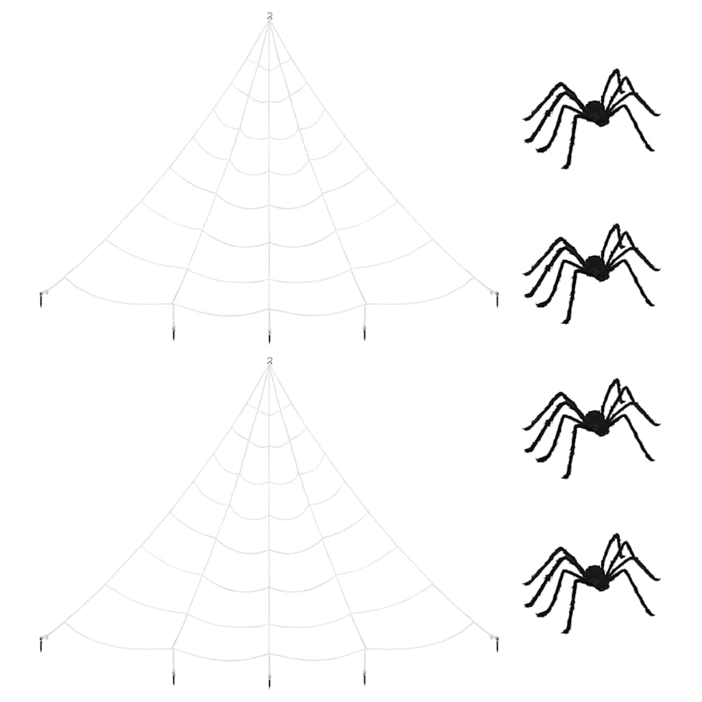 Halloween-Spindel Dekoration Med Nät 4 Pcs Svart Och Vit 150 Cm