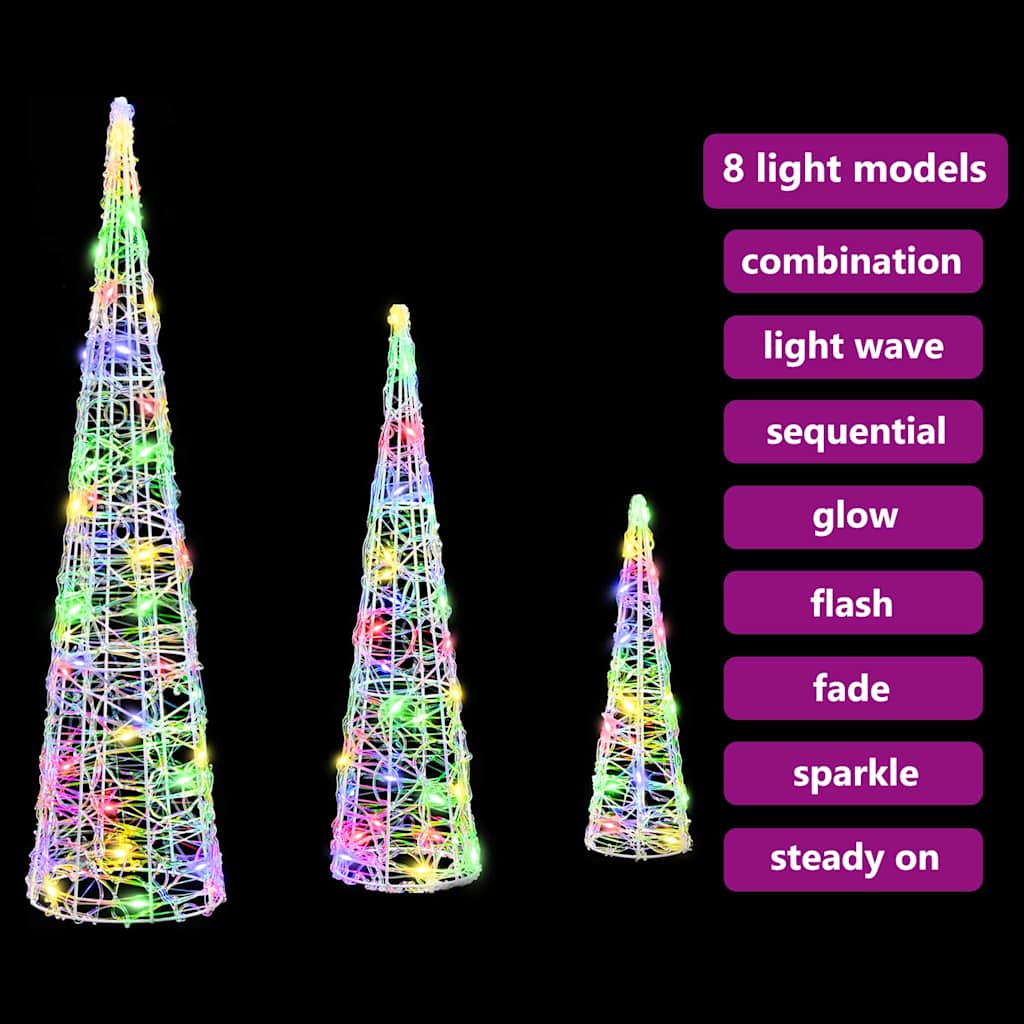 Julgran 3 Pcs Flerfärgsdesign 20 X 20 X 80 Cm Akryl