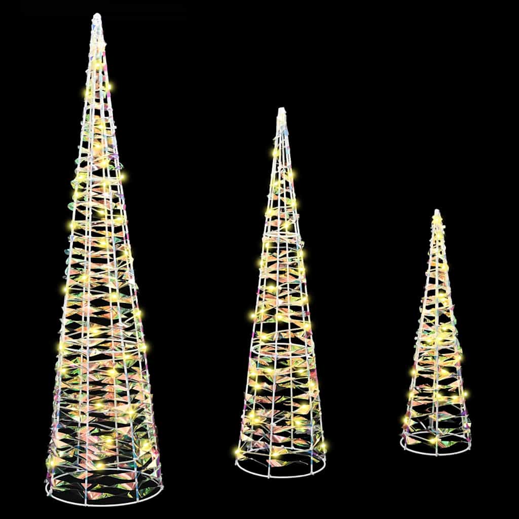 Julgran Med 90 Led-Lampor 3 Pcs Varmvit 20 X 20 X 80 Cm Pet