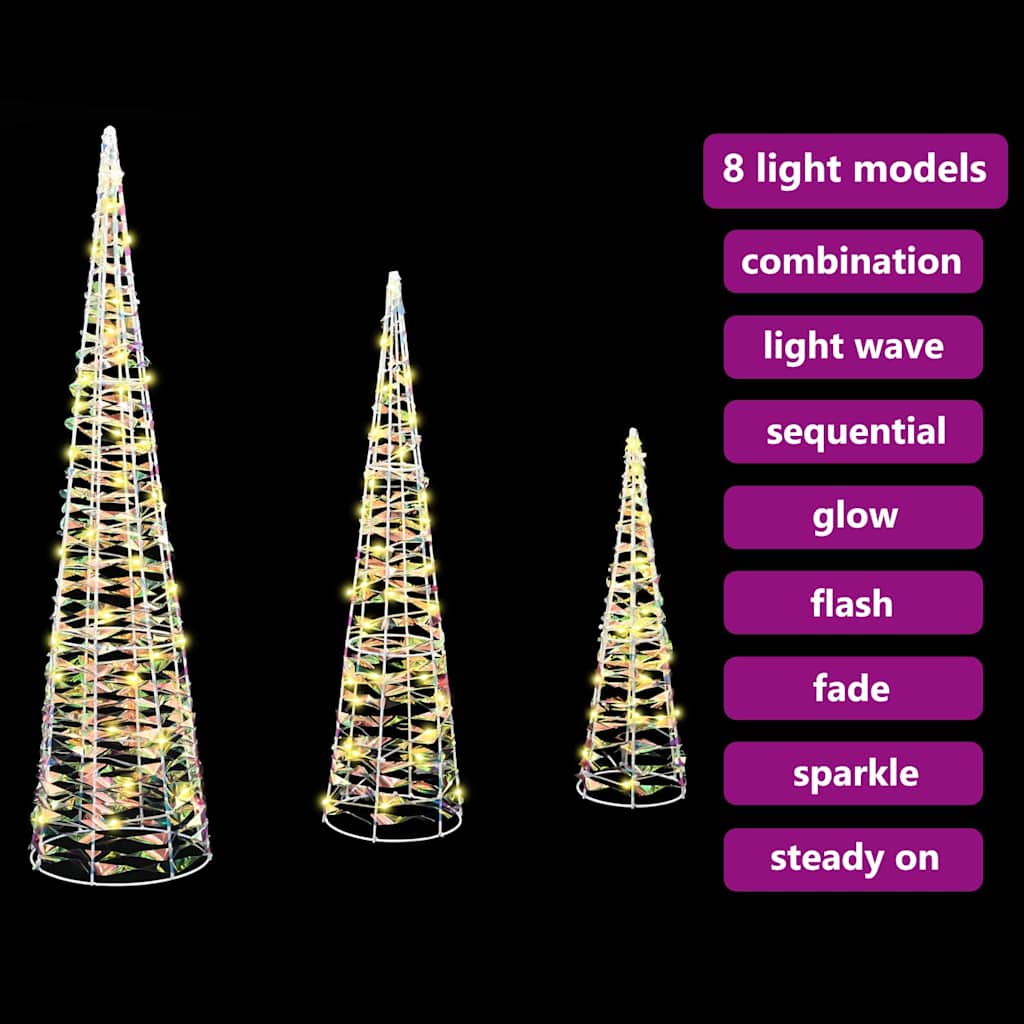 Julgran Med 90 Led-Lampor 3 Pcs Varmvit 20 X 20 X 80 Cm Pet