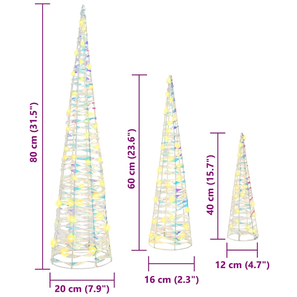 Julgran Med 90 Led-Lampor 3 Pcs Varmvit 20 X 20 X 80 Cm Pet