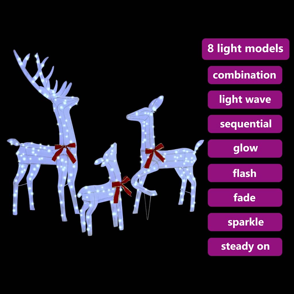 Renfamilj Med 300 Led-Lampor 3 Pcs Kallvit 68 X 26 X 127 Cm Tyg