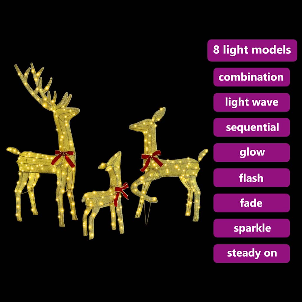 Renfamilj Med 300 Led-Lampor 3 Pcs Varmvit 68 X 26 X 127 Cm Tyg