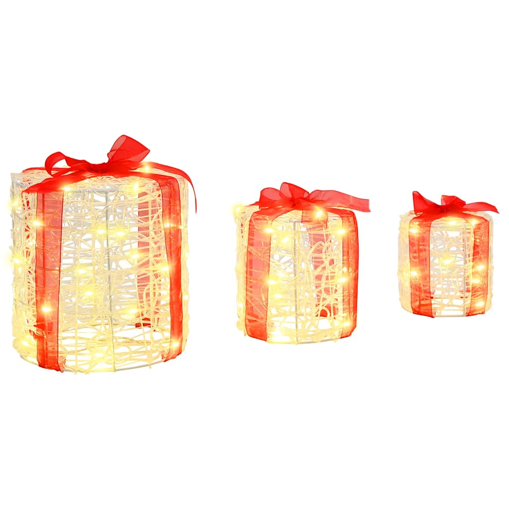 Dekor Av Gåva Box 3 Pcs Varmvit 20 X 20 X 21 Cm Akryl