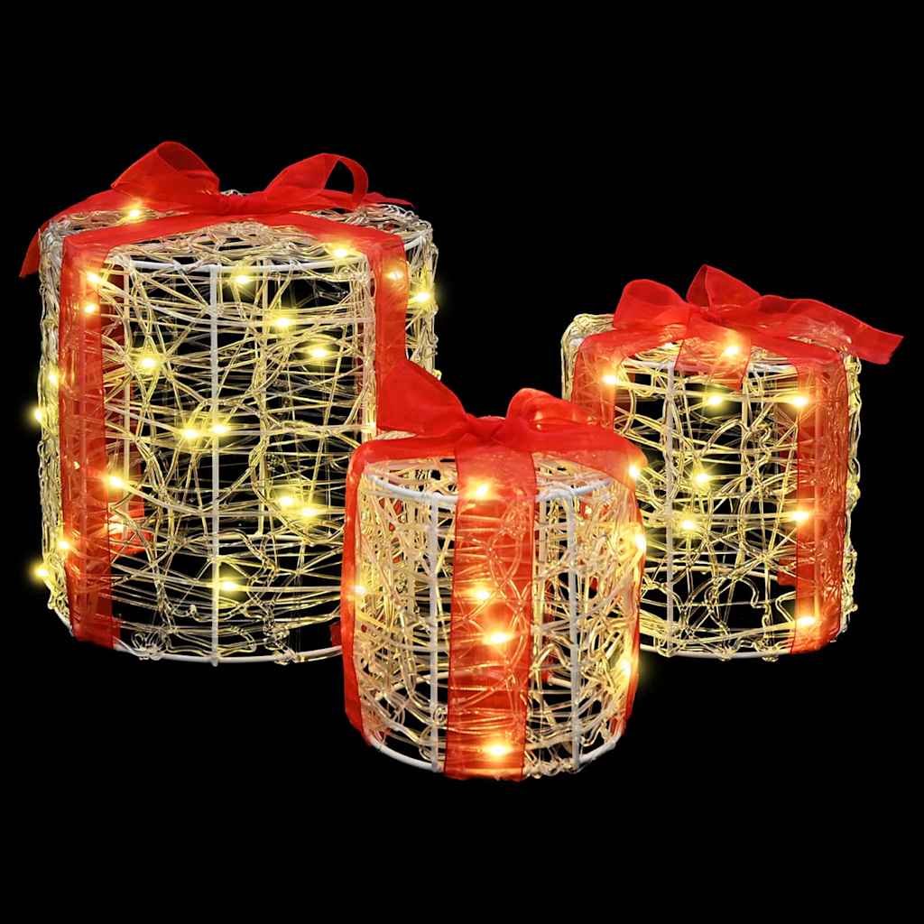 Dekor Av Gåva Box 3 Pcs Varmvit 20 X 20 X 21 Cm Akryl