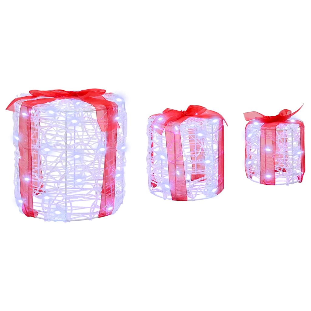 Dekor Av Gåva Box 3 Pcs Kallvit 20 X 20 X 21 Cm Akryl