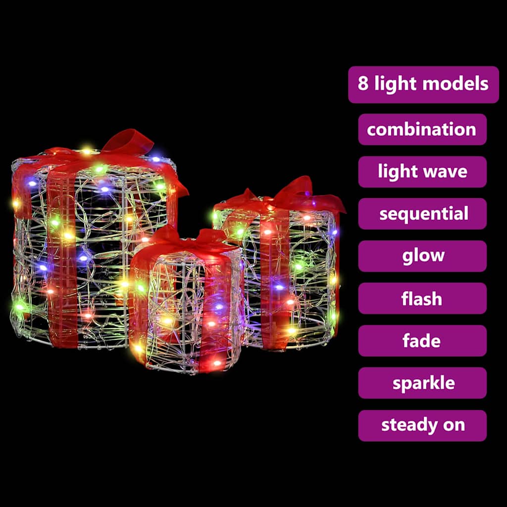 Dekor Av Gåva Box 3 Pcs Färgstark 20 X 20 X 21 Cm Akryl