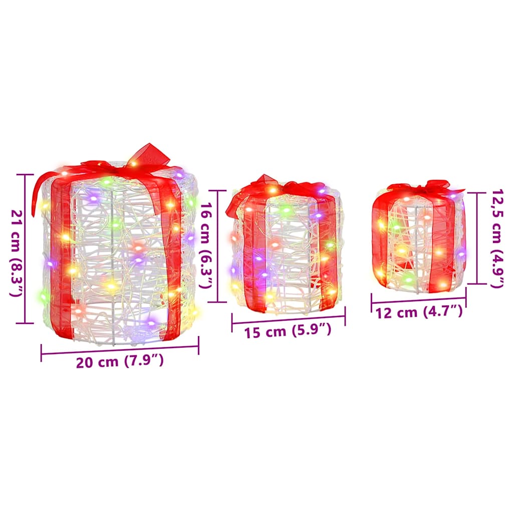 Dekor Av Gåva Box 3 Pcs Färgstark 20 X 20 X 21 Cm Akryl