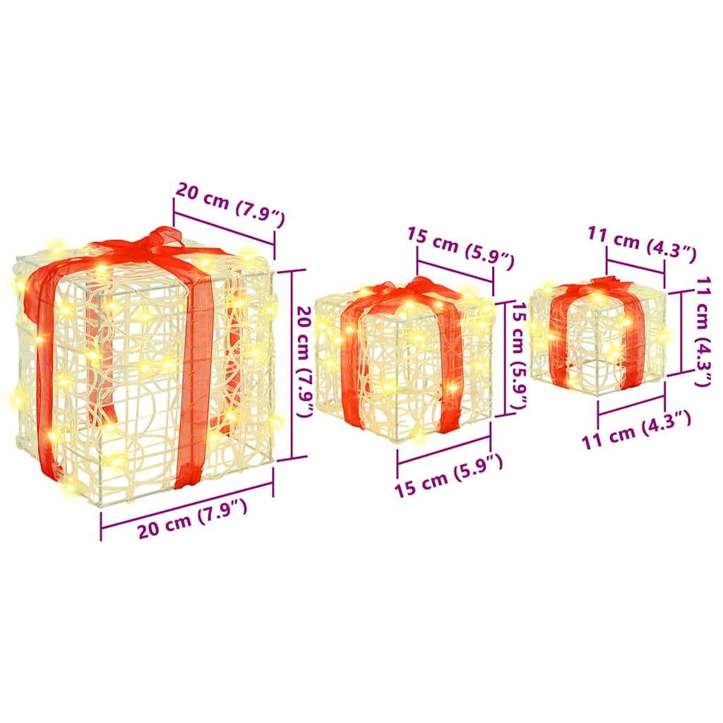 Presentlåda 3 Pcs Varmvit 20 X 20 X 20 Cm Akryl