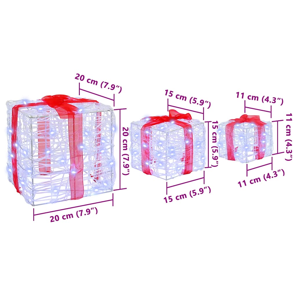Presentlåda 3 Pcs Kallvit 20 X 20 X 20 Cm Akryl