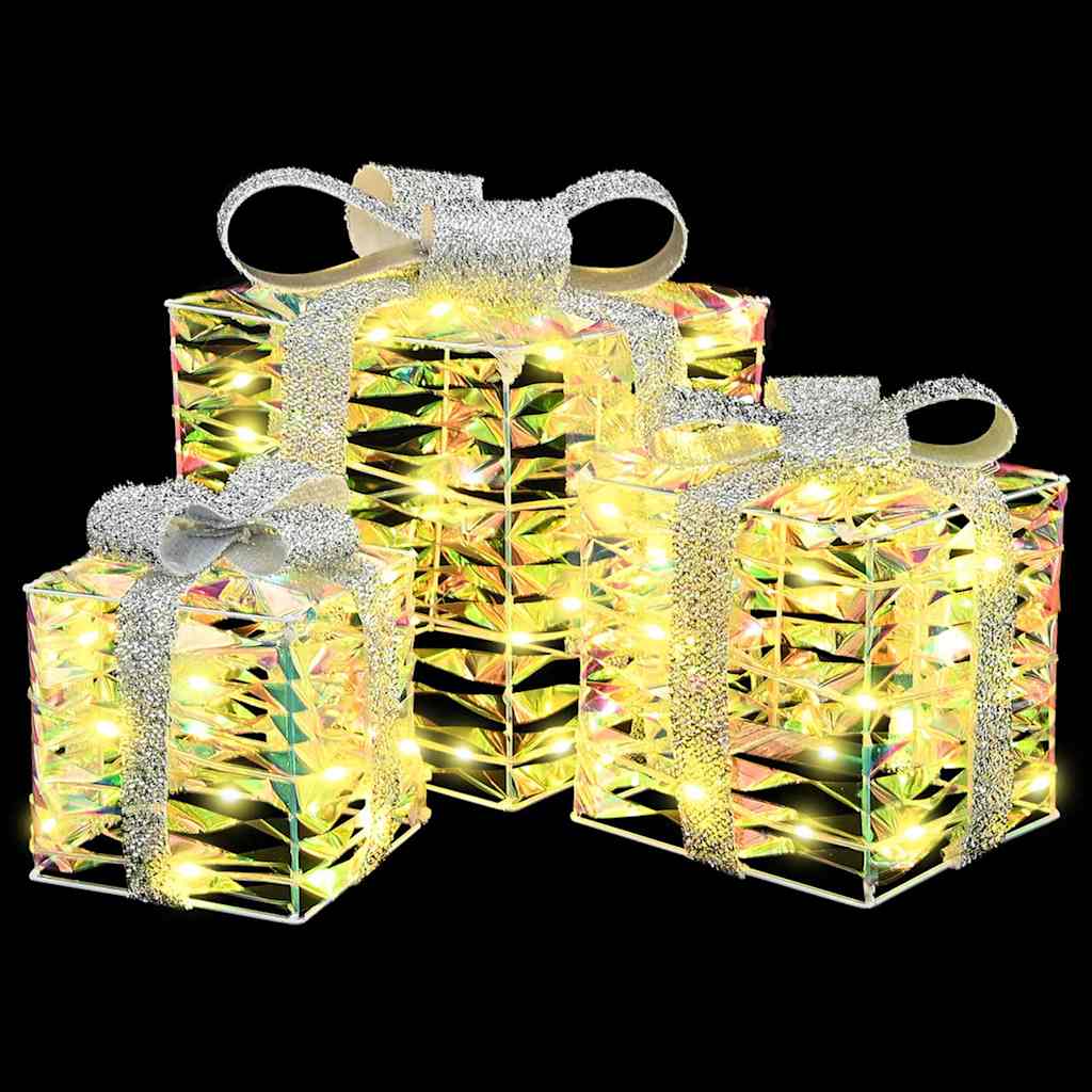 Presentlåda Med 60 Led-Lampor 3 Pcs Varmvit 20 X 20 X 20 Cm Pet