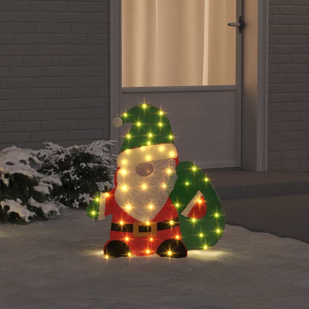 Belyst Jultomte Med 60 Led-Lampor Varmvit 62 X 70 Cm Glittertyg
