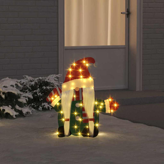 Belyst Tomte Med 60 Led-Lampor Varmvit 71 X 64 Cm Glittertyg