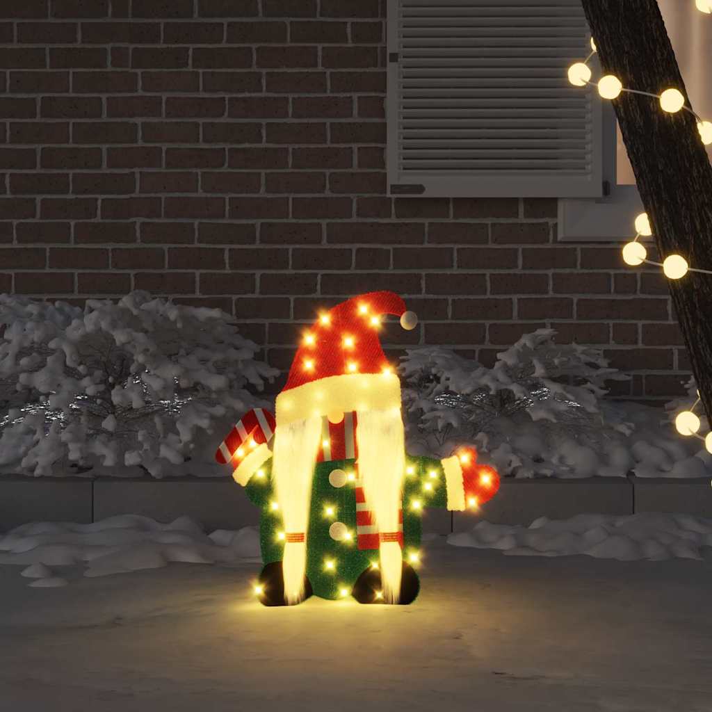 Belyst Tomte Med 60 Led-Lampor Varmvit 71 X 64 Cm Glittertyg