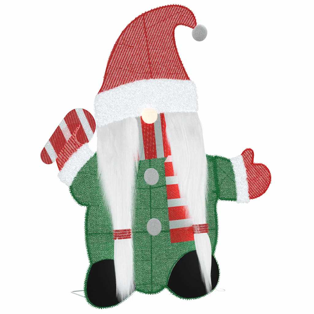 Belyst Tomte Med 60 Led-Lampor Varmvit 71 X 64 Cm Glittertyg
