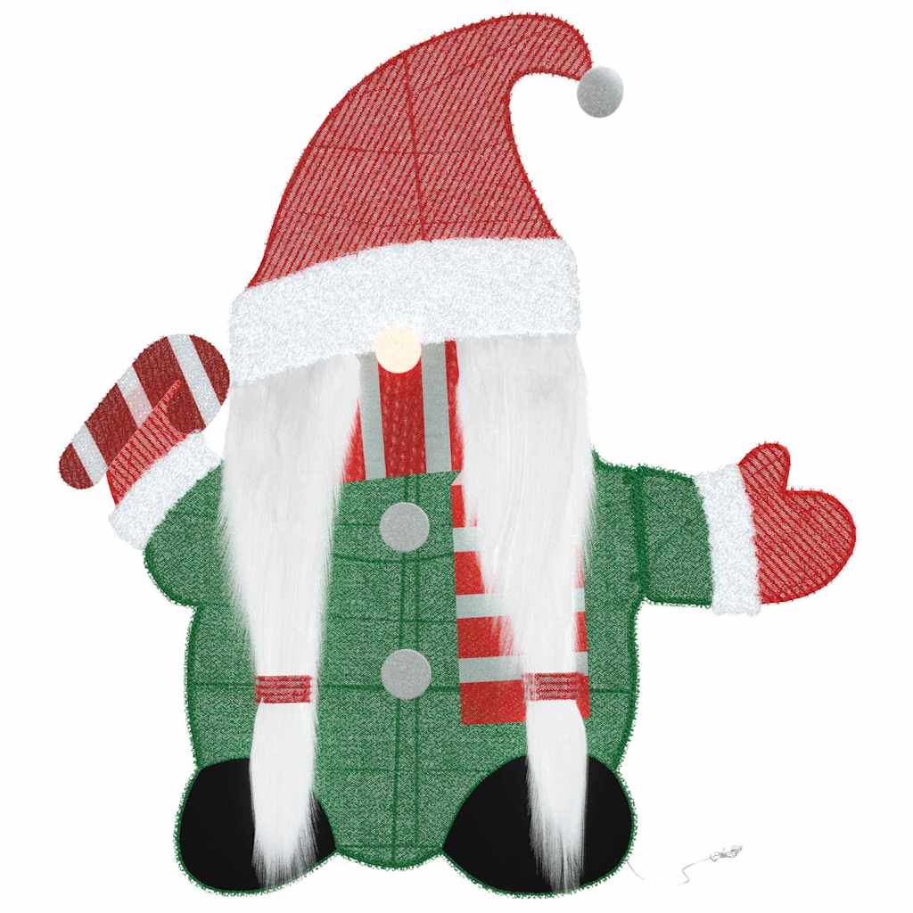 Belyst Tomte Med 60 Led-Lampor Varmvit 71 X 64 Cm Glittertyg