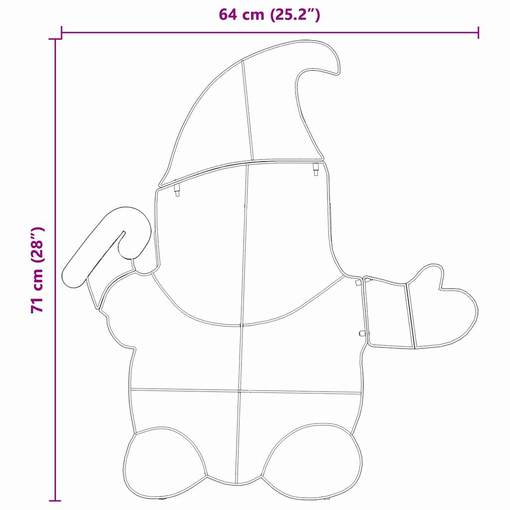 Belyst Tomte Med 60 Led-Lampor Varmvit 71 X 64 Cm Glittertyg