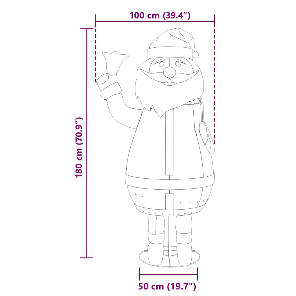 Jultomte Med 200 Led-Lampor Varmvit 100 X 180 Cm Tyg