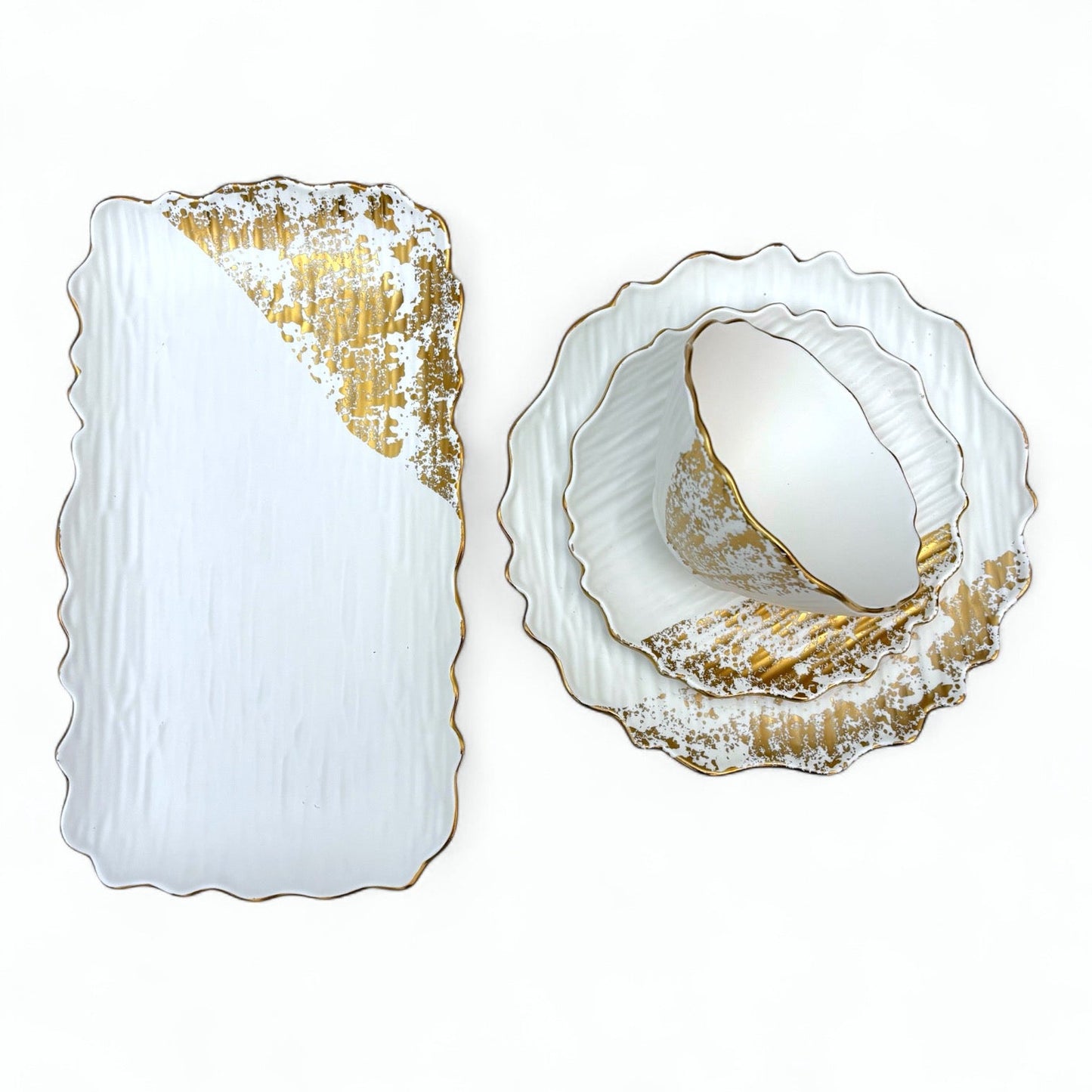 Molly Serveringsfat - 35cm Vit och Guld