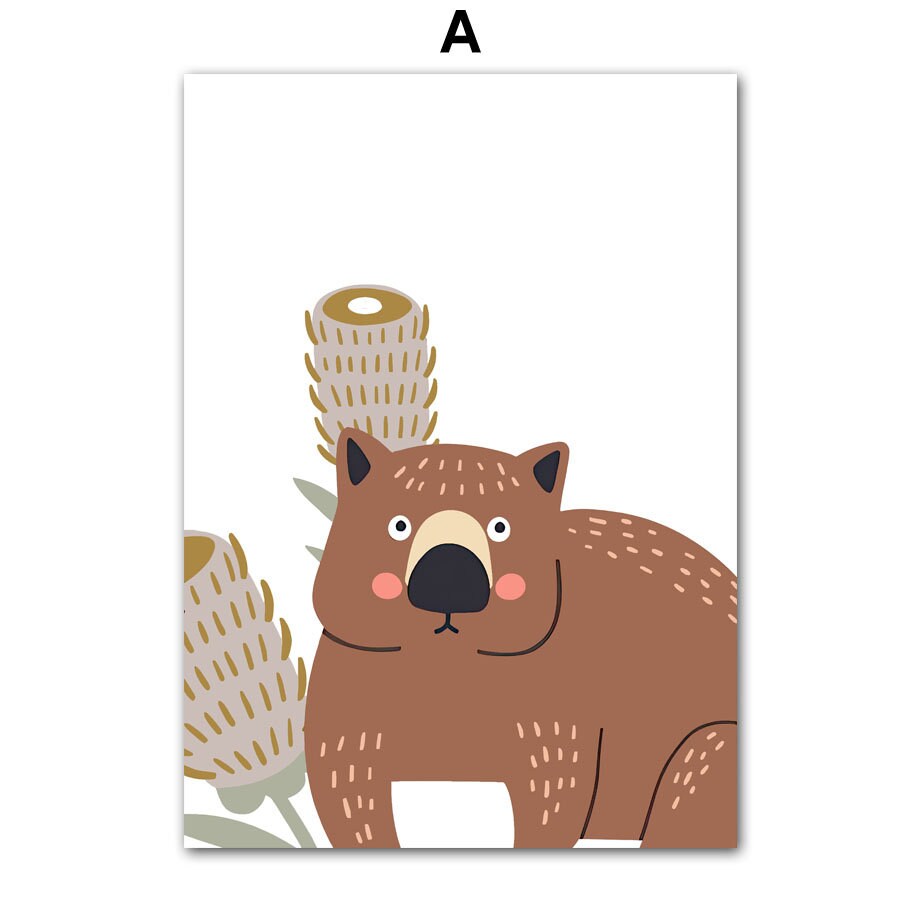 Poster Kinderzimmer Tiere Australien Kangaroo Koala Bär I Kinderzimmer Bilder I Wand Deko I Kunst Druck I Deko Print I ohne Rahmen