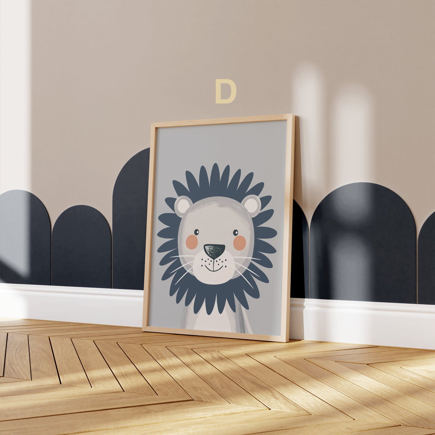 Löwen Poster Kinderzimmer · Geschenkidee für Kinder · Kinderzimmer Deko  · Winter Herbst Löwe Mütze · Deko Print ohne Rahmen