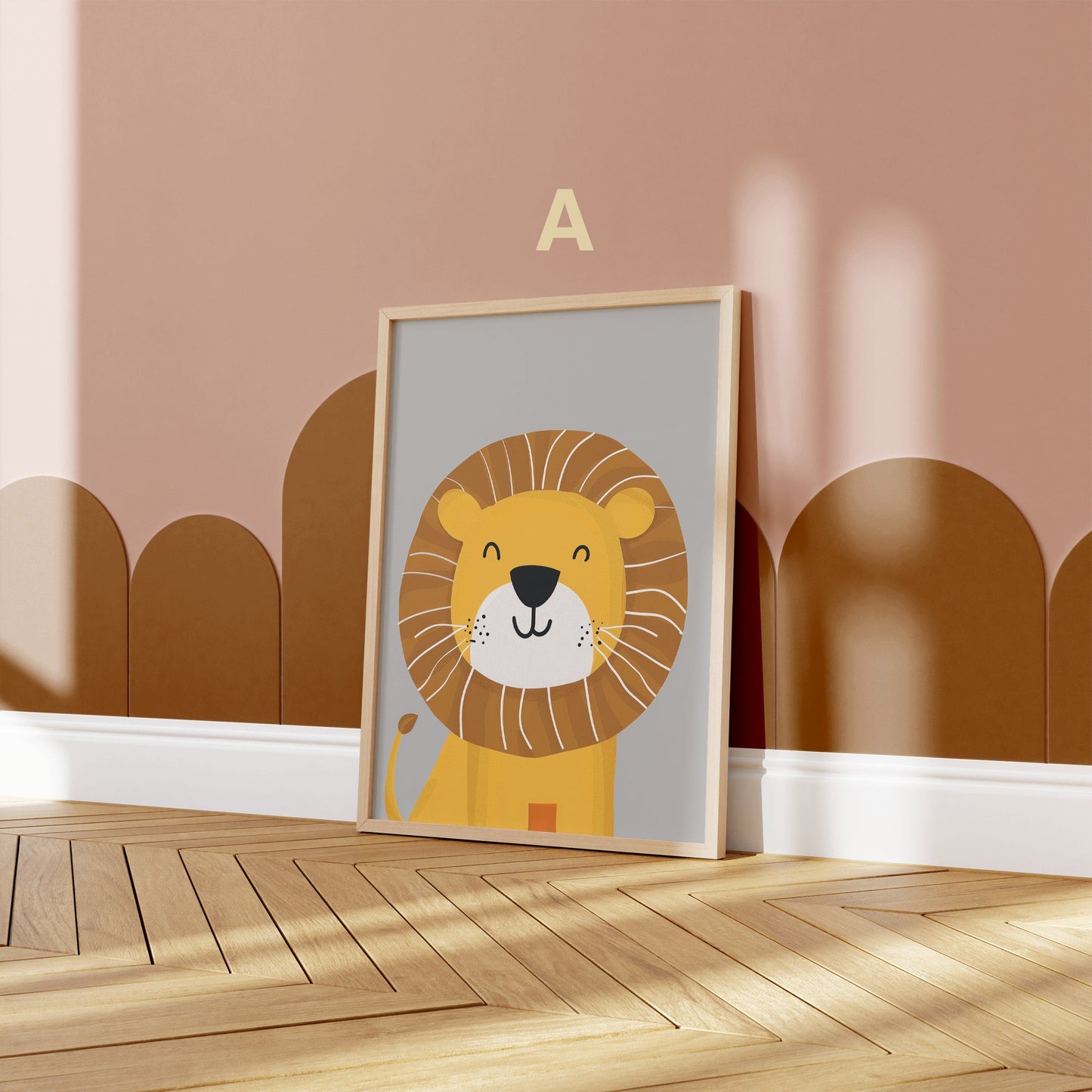 Löwen Poster Kinderzimmer · Geschenkidee für Kinder · Kinderzimmer Deko  · Winter Herbst Löwe Mütze · Deko Print ohne Rahmen